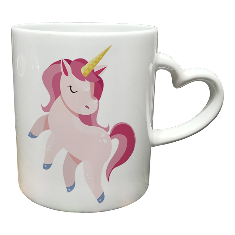 ماگ مدل دسته قلبی طرح یونیکورن کد 60