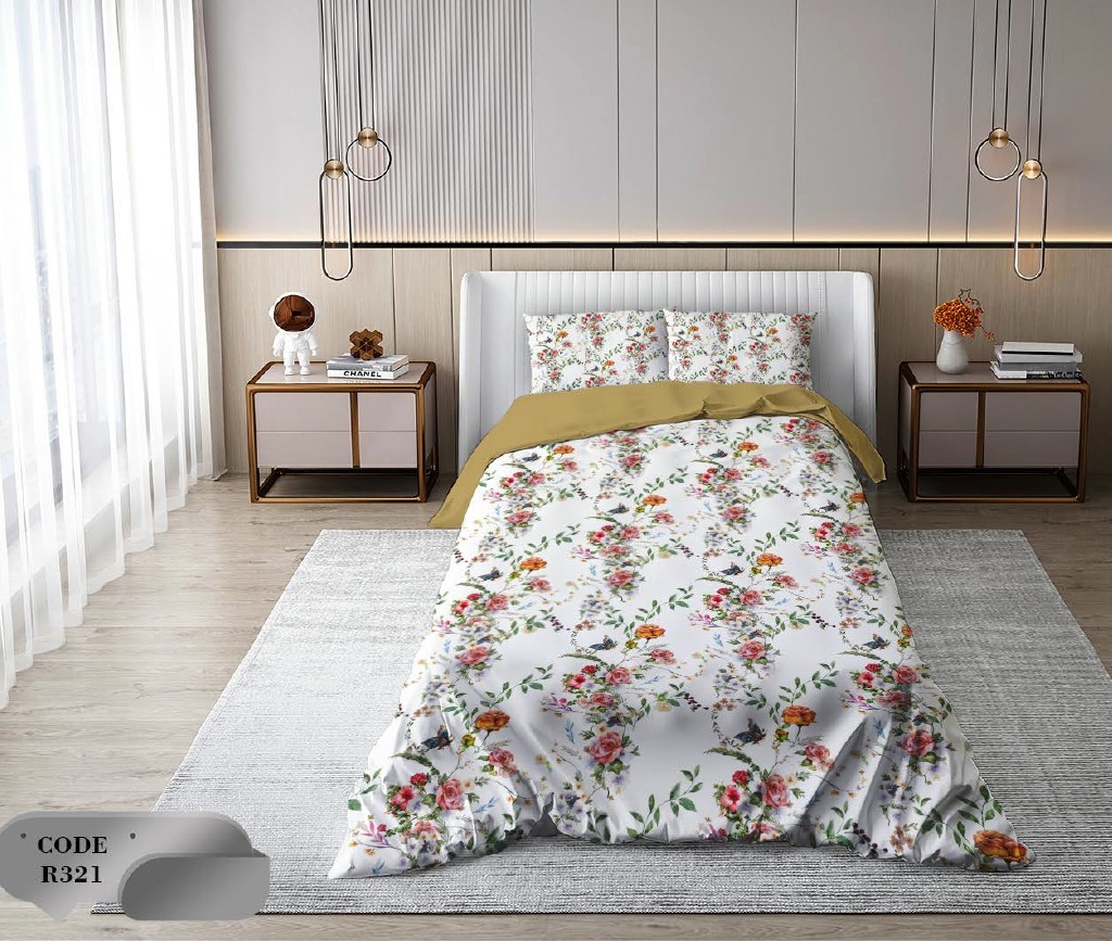 سرویس روتختی 2 نفره 6 تکه ابعاد 2.25 ×2.35 کشدار ضد حساسیت و عرق کد R321 | ست خواب و ست روتختی