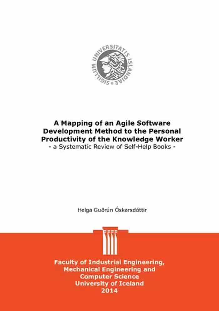 خرید و دانلود نسخه کامل کتاب A Mapping of an Agile Software Development Method to the Personal Productivity of the Knowledge Worker. A Systematic Review of Self-Help Books.