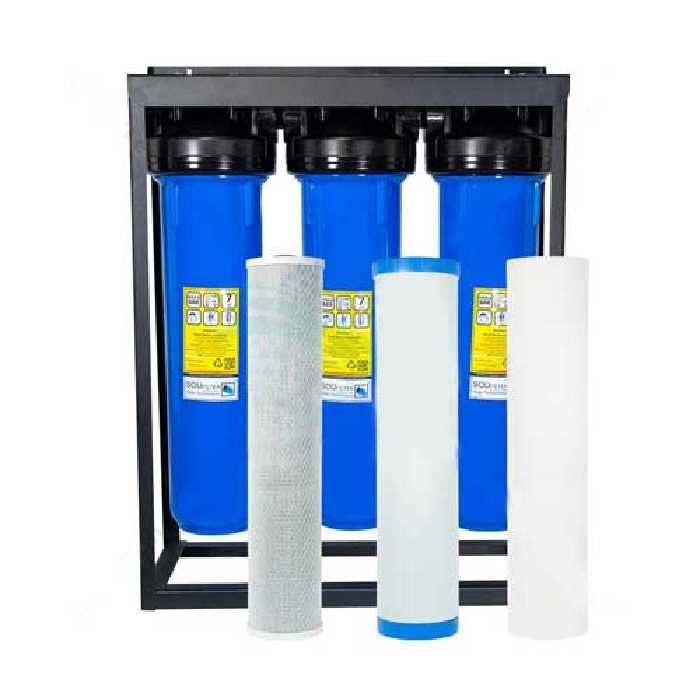 پیش تصفیه آب سه مرحله ای سوفیلتر  جامبو الیاف کربن کربن 20 اینچ