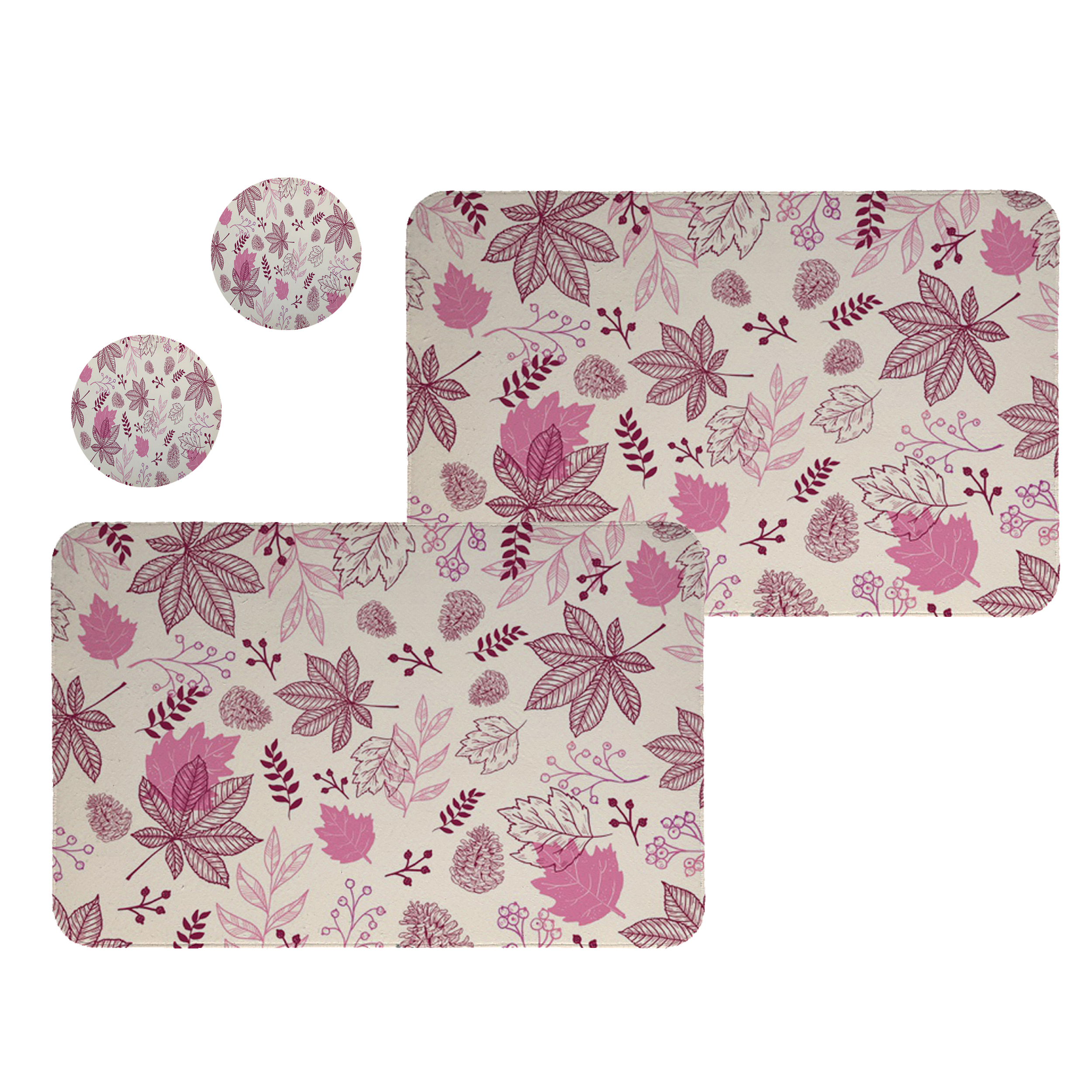 زیربشقابی طرح برگ کد 8116 مجموعه 2عددی همراه زیرلیوانی