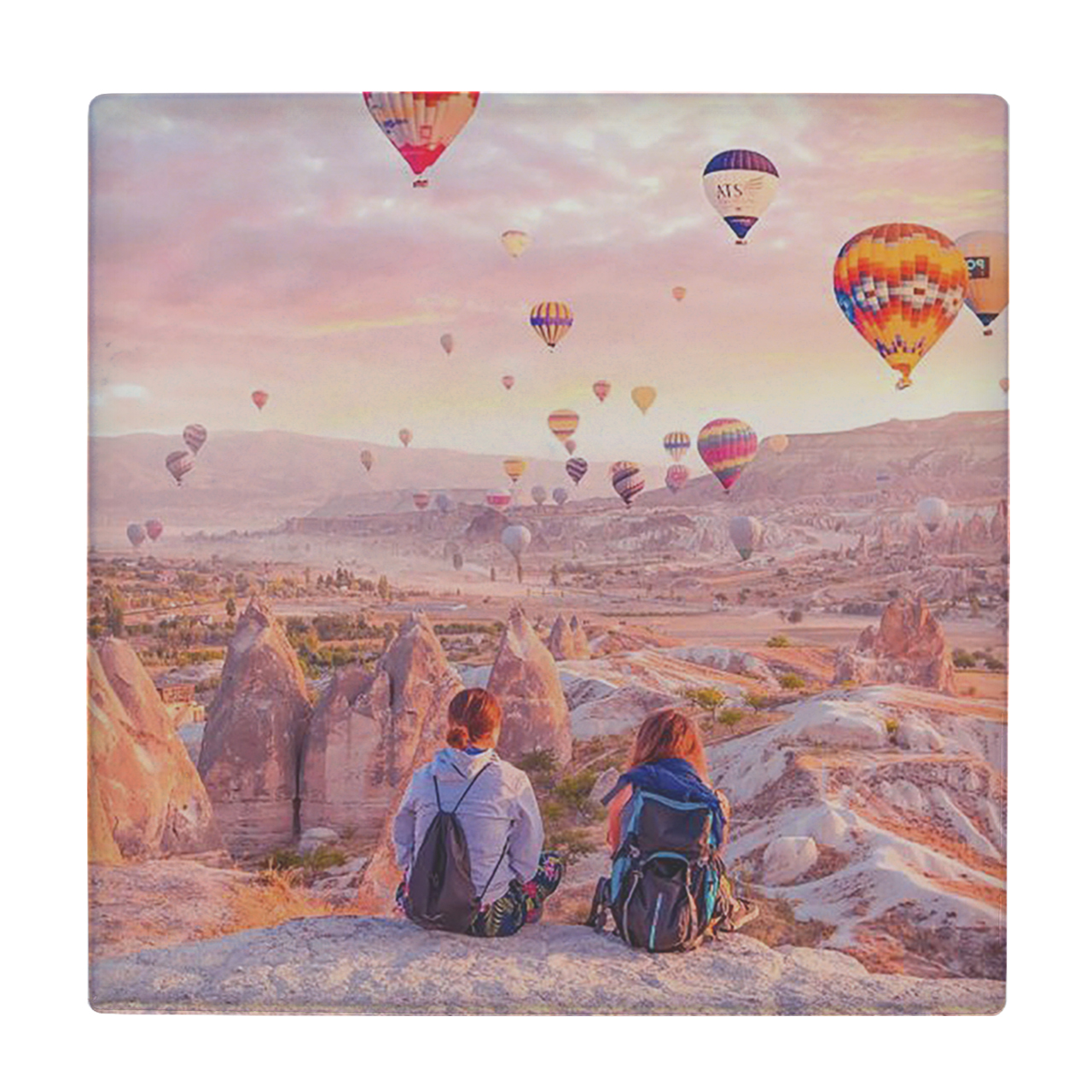 کاشی کارنیلا طرح منظره دره و بالن ها مدل لوحی کد klh488