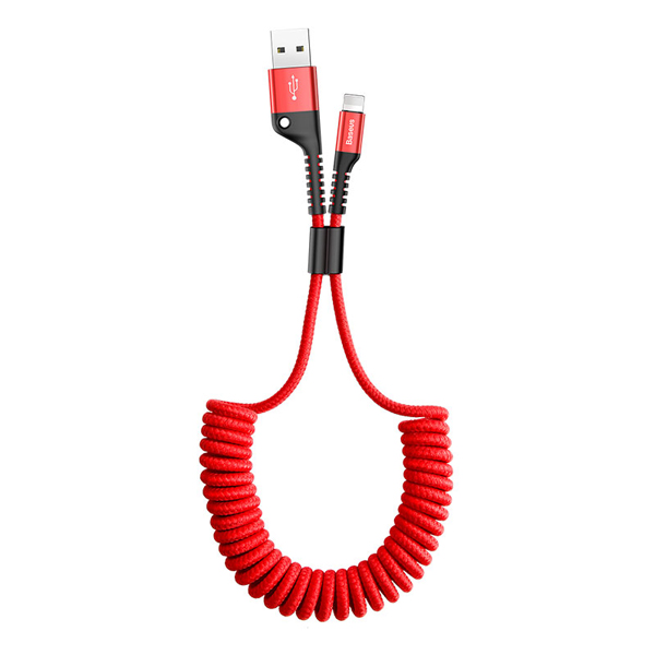 کابل USB به TYPE_C نشکن  باسئوس    Baseus Fish-eye Spring Data Cable USB For Type-C 2A 1M Red