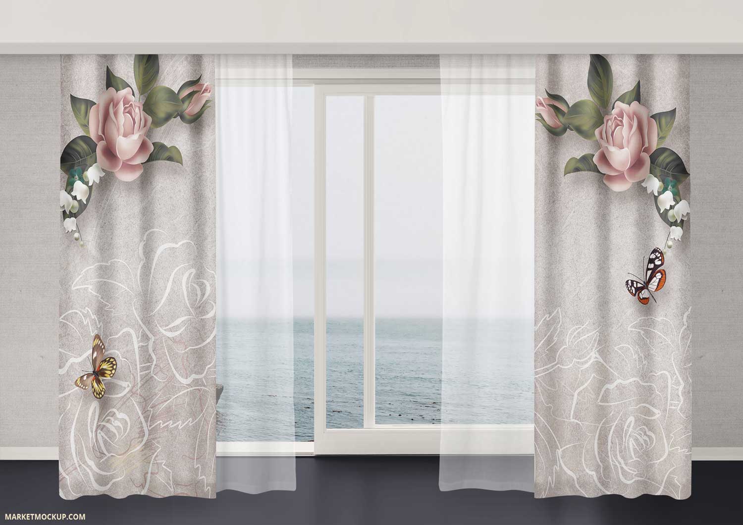 پرده مدل گل رز خطی