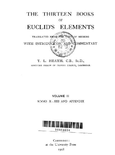 خرید و دانلود نسخه کامل کتاب Thirteen Books of Euclid's Elements