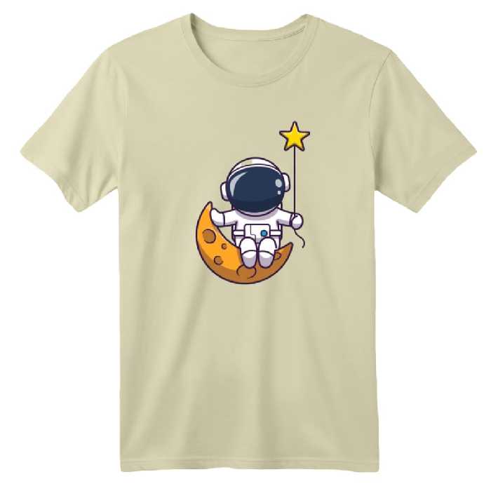 تی شرت آستین کوتاه بچگانه مدل فضانورد کد 14 رنگ کرم