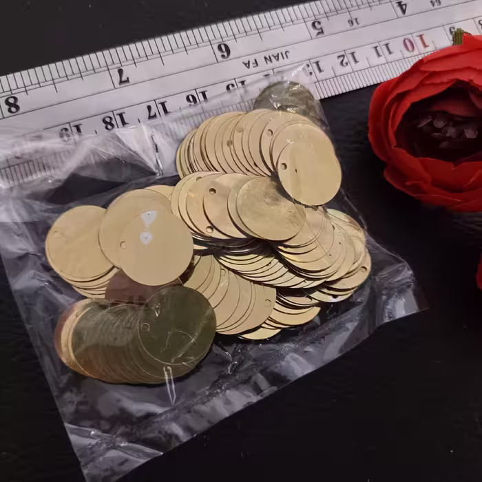 پولک سکه ای 1.5 سانتی بسته 50عددی طلایی 