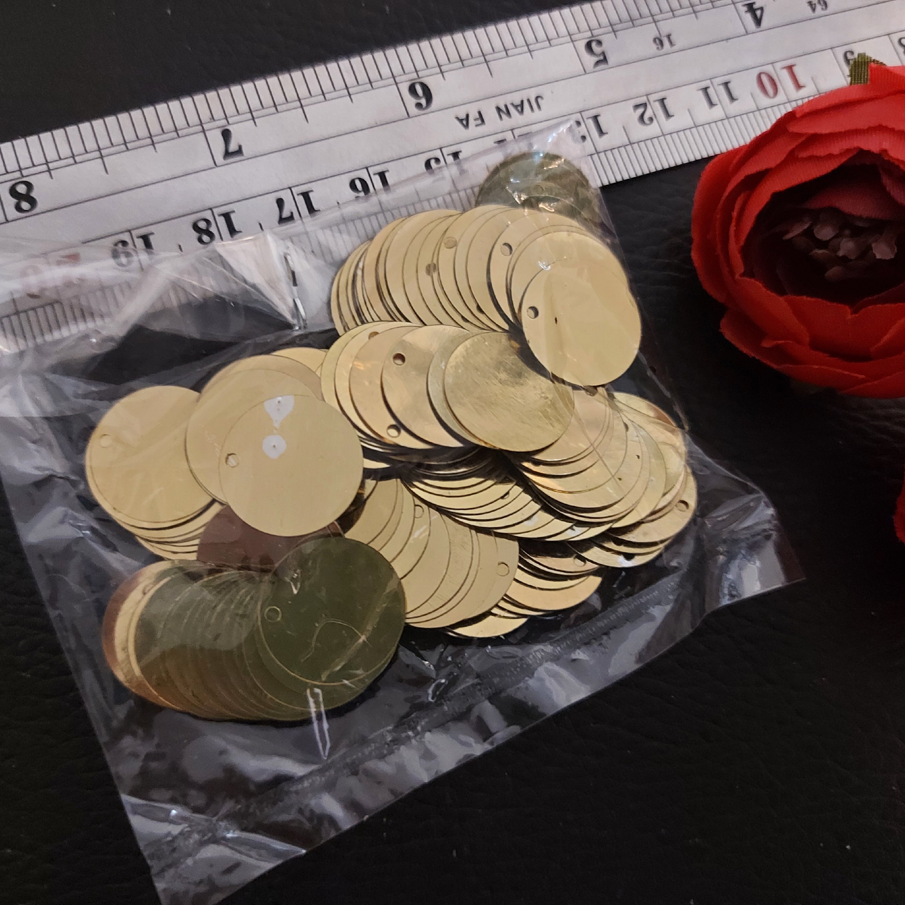 پولک سکه ای 1.5 سانتی بسته 50عددی طلایی 