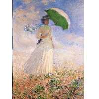 تابلو نقاشی رنگ روغن طرح دختری با چتر آفتابی مونه 