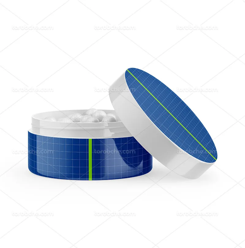 موکاپ PSD قوطی از زاویه رو به رو | گرافیک با طعم تربچه