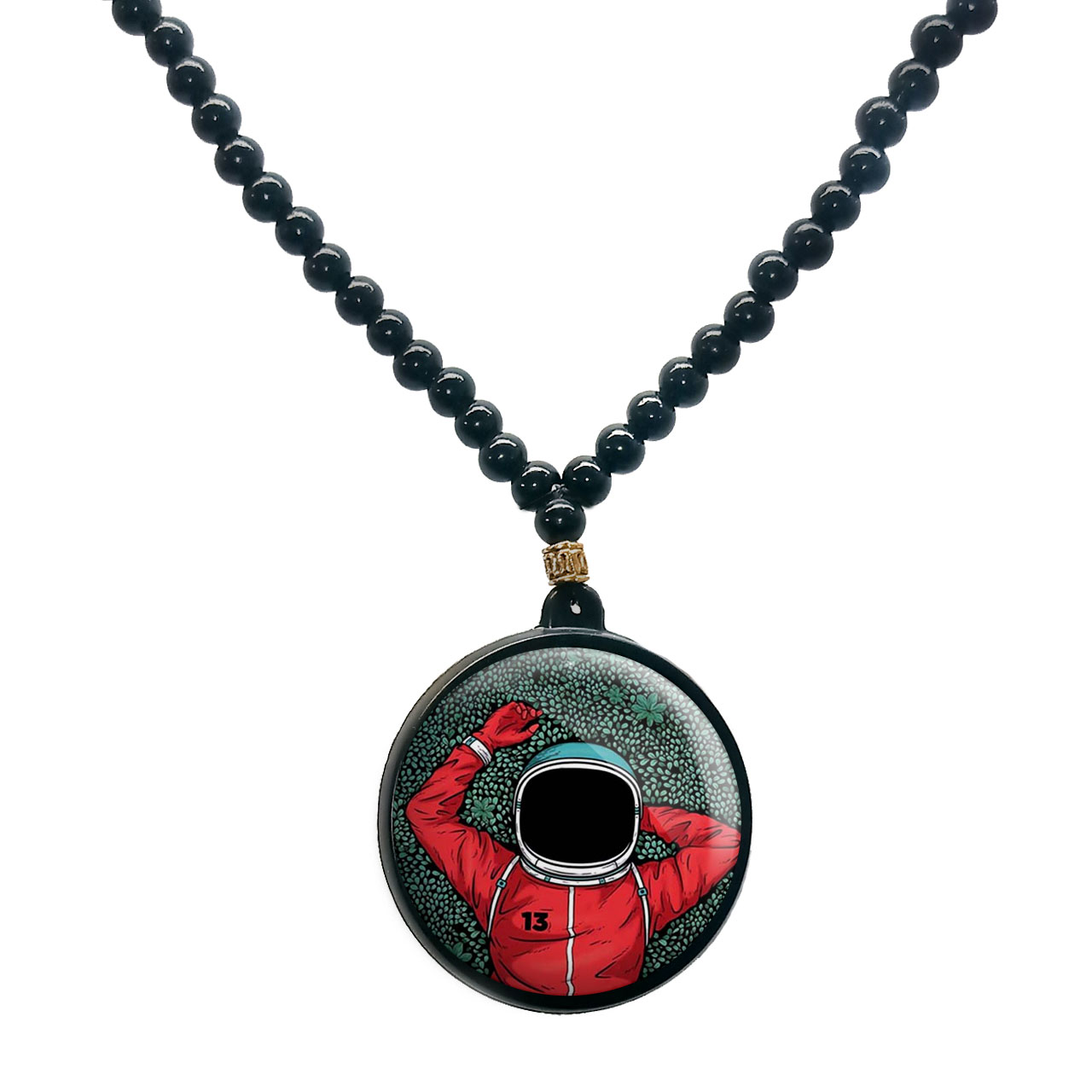 گردنبند پرمانه طرح فضانورد کد pmd.10313 مدل دو طرفه