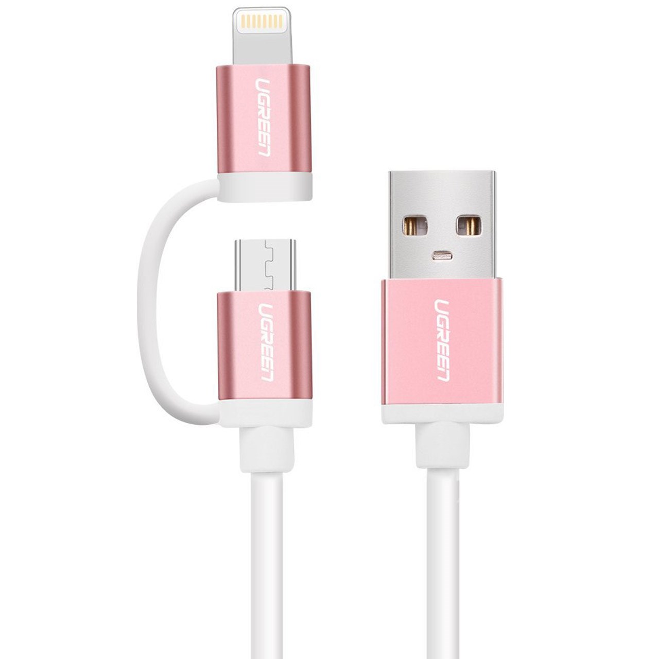 کابل تبدیل USB به MicroUSB/لایتنینگ یوگرین مدل 30471 طول 1.5 متر