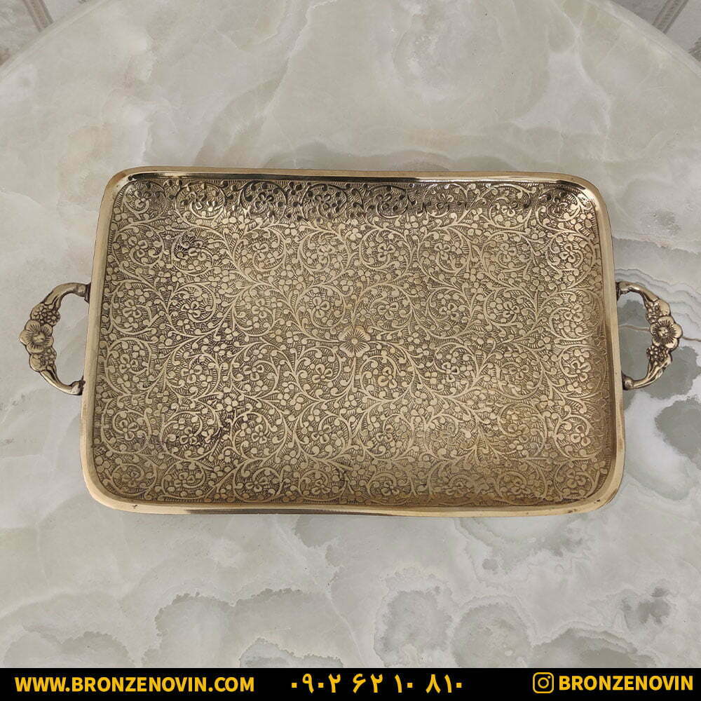 سینی برنجی هندی مستطیل سایز 1 کد 3205