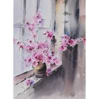 نقاشی آبرنگ طرح گل کد 040