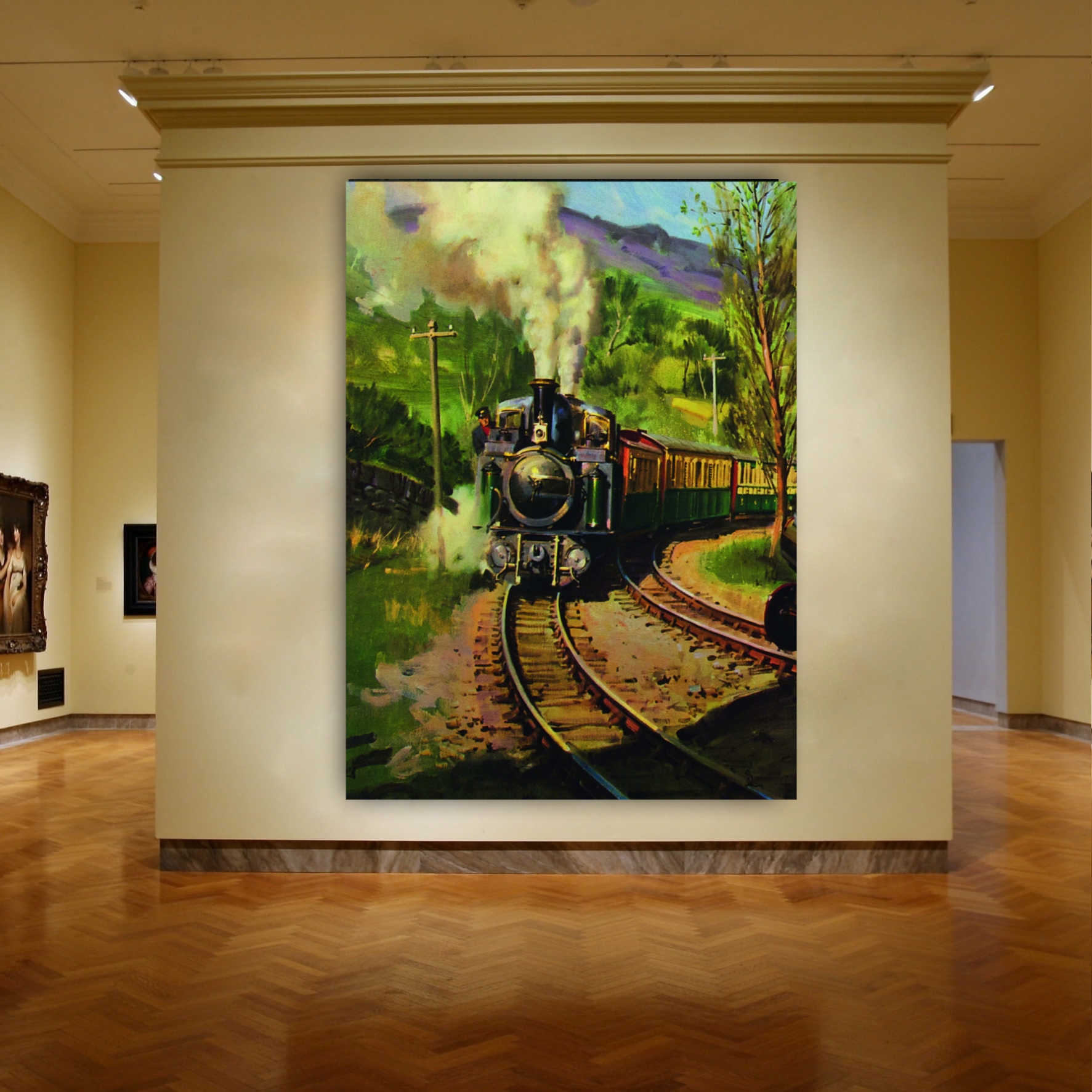 تابلو بوم طرح قطار آبرنگ مدل SDB2748