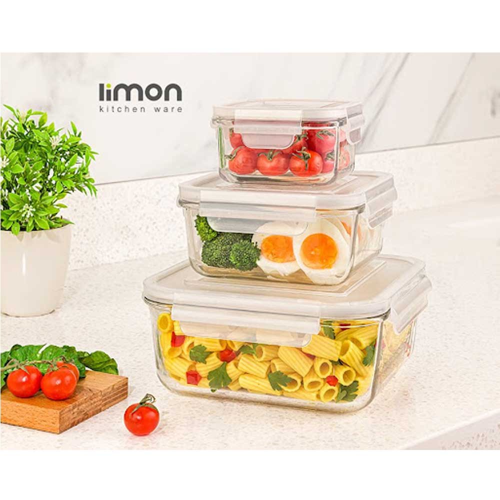 ست طرف شیشه ای مربع درب دار لیمون