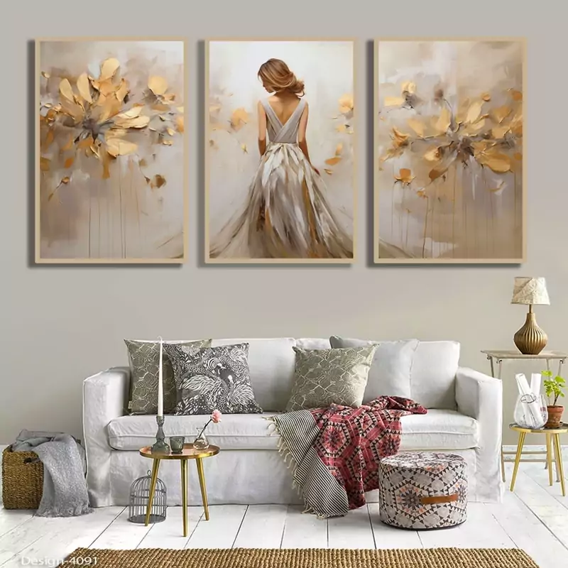 تابلو دکوراتیو  بسوی خاطرات طلایی سه تیکه منظم سه عدد35 در 50 | دنیای قاب