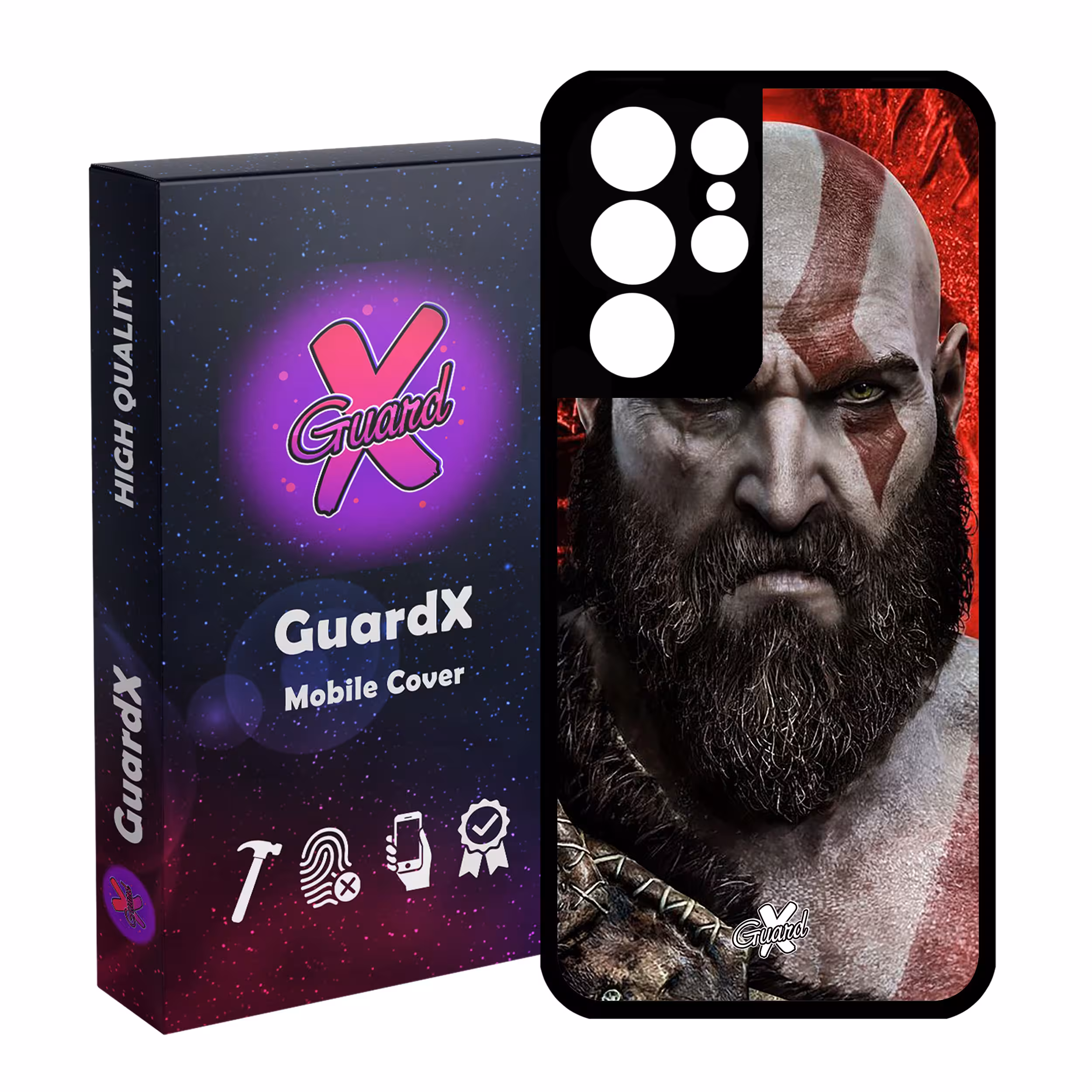 کاور گارد ایکس طرح God of War مدل Glass10035 مناسب برای گوشی موبایل سامسونگ Galaxy S21 Ultra