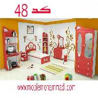 سرویس خواب جوان و نوجوان کد 48 شامل تخت/کمد/دکور/پاتختی/میز تحریر/اینه دراور