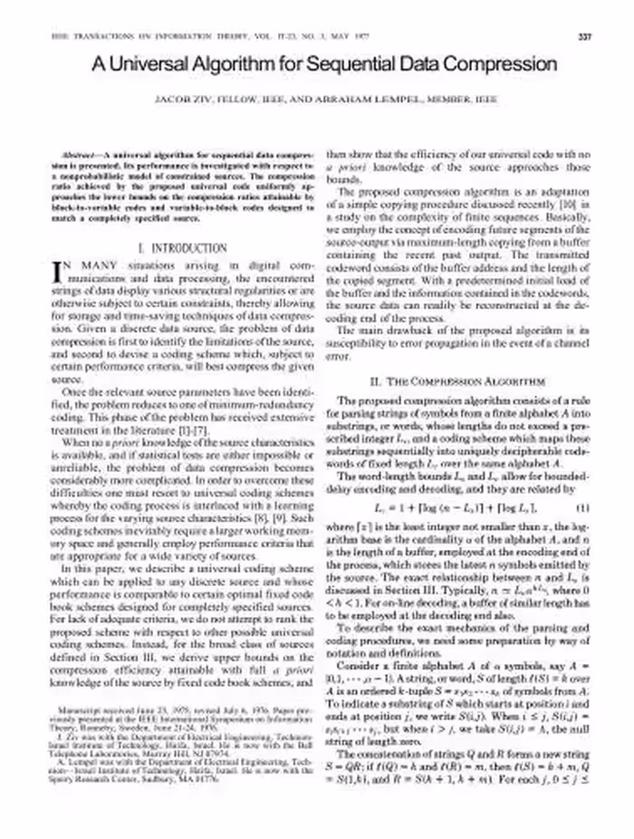 خرید و دانلود نسخه کامل کتاب A Universal Algorithms for Sequential Data Compression