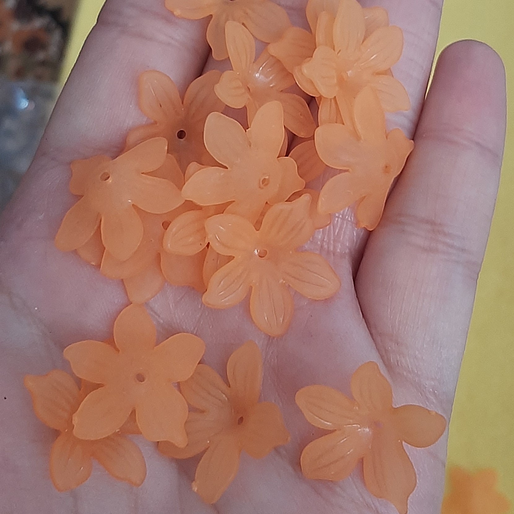 گل کریستال . شکوفه های کوچک . نارنجی رنگ  در بسته های 50 عددی . رنگ زرد و نارنجی و صورتی و آبی موجود است 