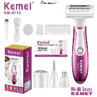 ماشین اصلاح بانوان چهار کاره کیمی  بدون درد و پاک کننده عالی مو فقط در ۳دققیه KM6714