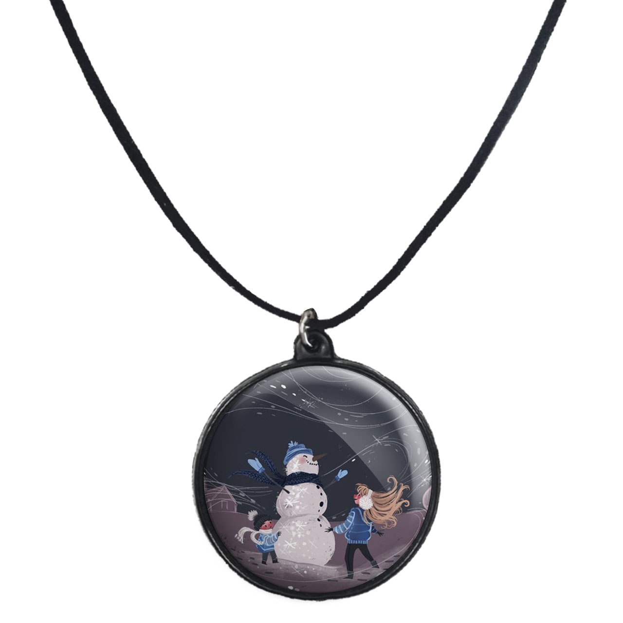 گردنبند پرمانه طرح آدم برفی کد pmb.30401 مدل دو طرفه