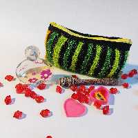 کیف جامدادی و لوازم آرایشی کاموایی موهر سبز دورنگ 