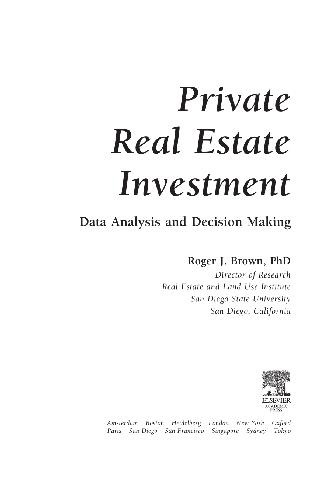خرید و دانلود نسخه کامل کتاب Private Real Estate Investment CD-ROM: Data Analysis and Decision Making