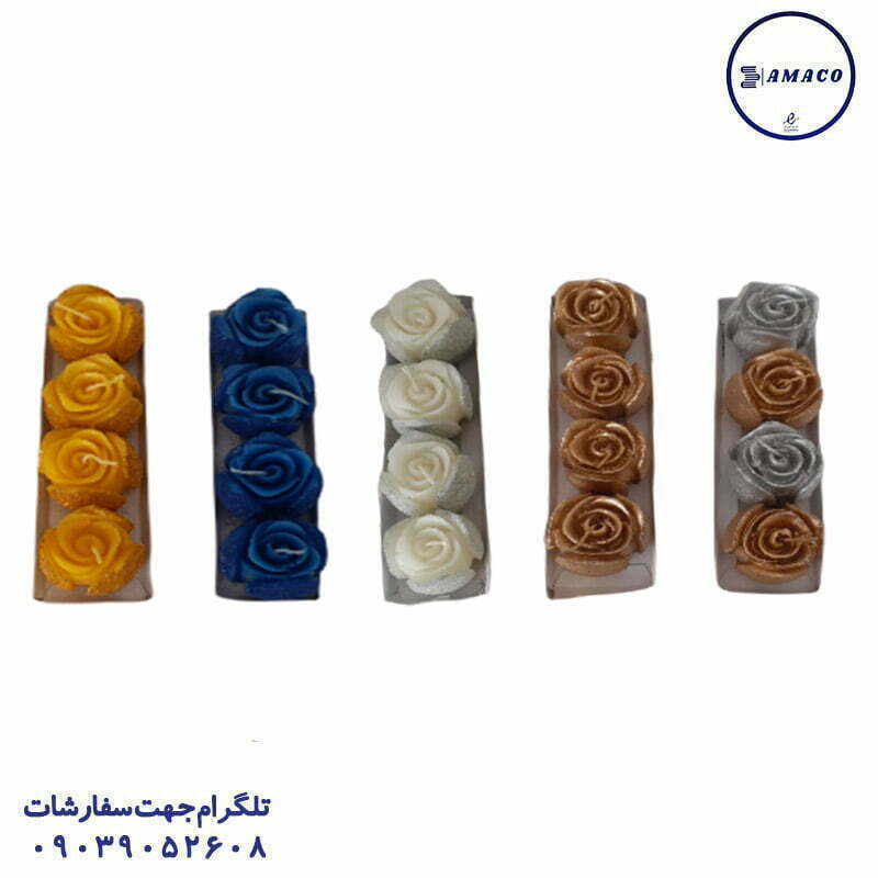 شمع لاله 4 عددی متالیک تولد