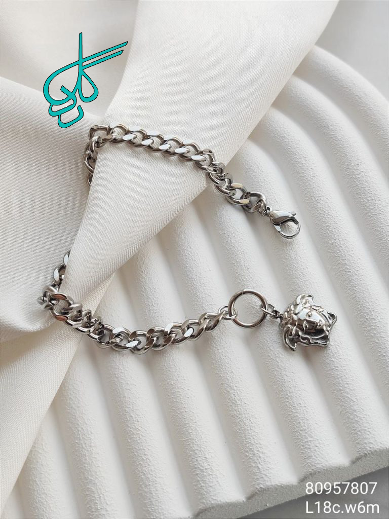 خرید دستبند استیل ورساچ رنگ ثابت نقره ای کد 1216301 - ردگل