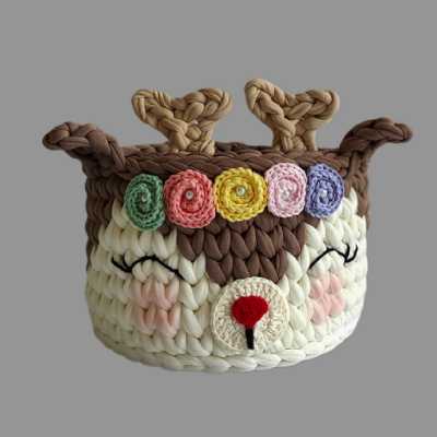 سبد قلاب بافی تریکو  طرح گوزن کد 1