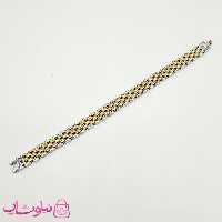 دستبند مردانه زنانه استیل طرح رولکس دو رنگ طلایی نقره ای کد 360