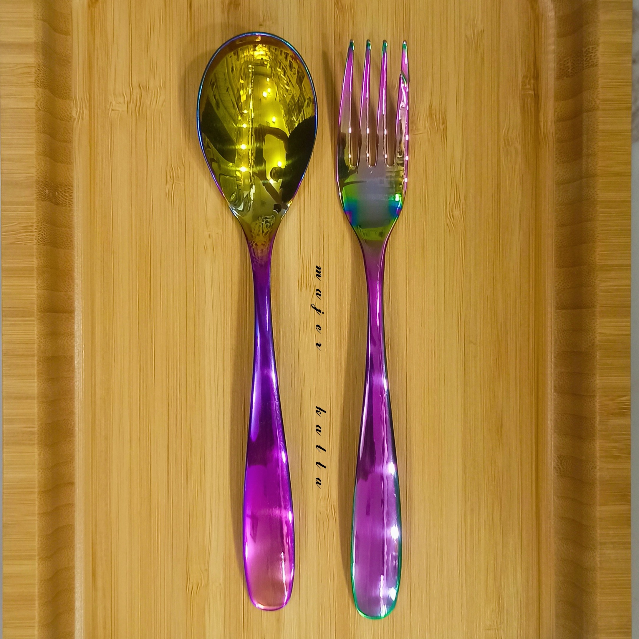 قاشق چنگال هفت رنگ  یونیک دهنه اروپایی 