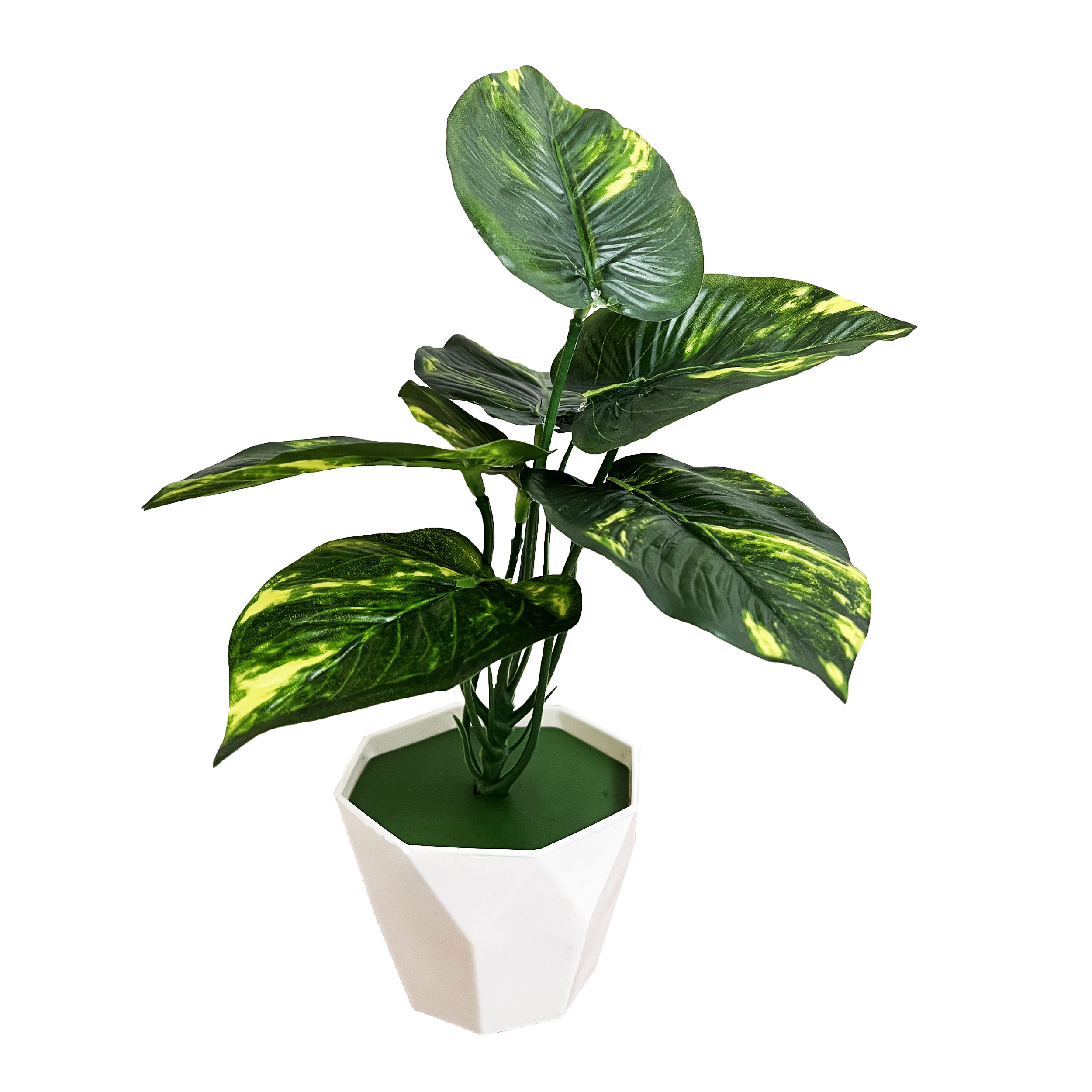 گلدان به همراه گل مصنوعی مدل پتوس الماسی