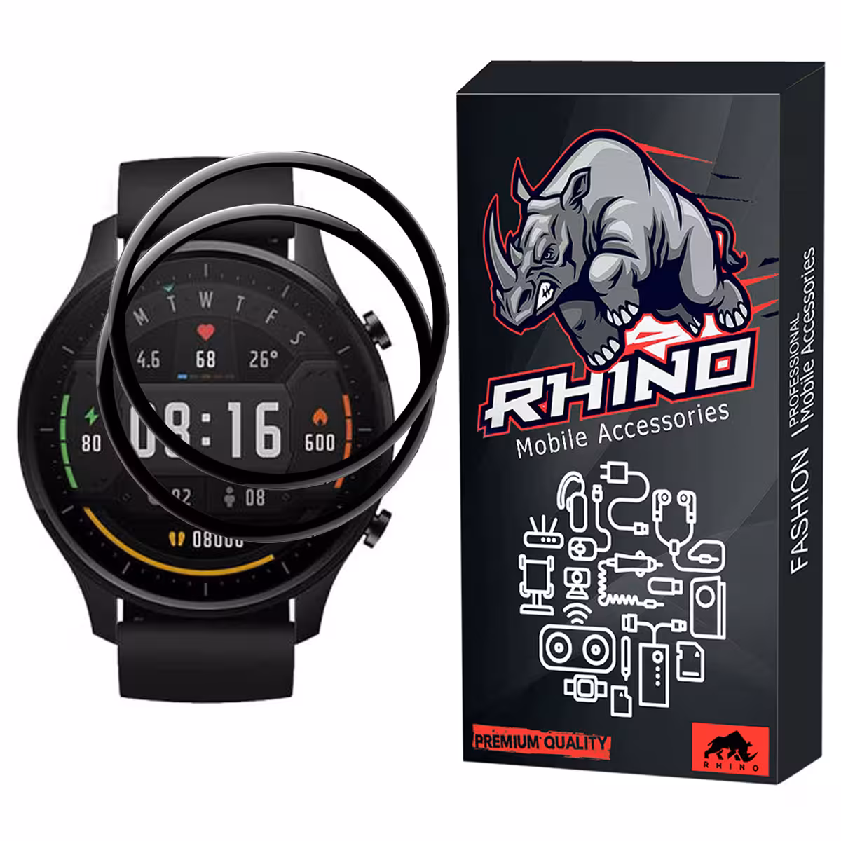 محافظ صفحه نمایش راینو مدل R-PMMA مناسب برای مچ بند هوشمند شیائومی Mi Watch Color Sport بسته 2 عددی