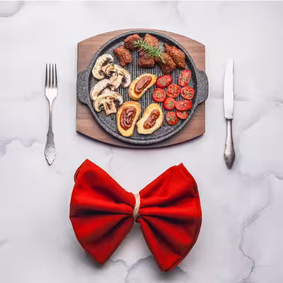 تابه گریل چدن نالینو مدل Fahita سایز 20 به همراه استند چوبی