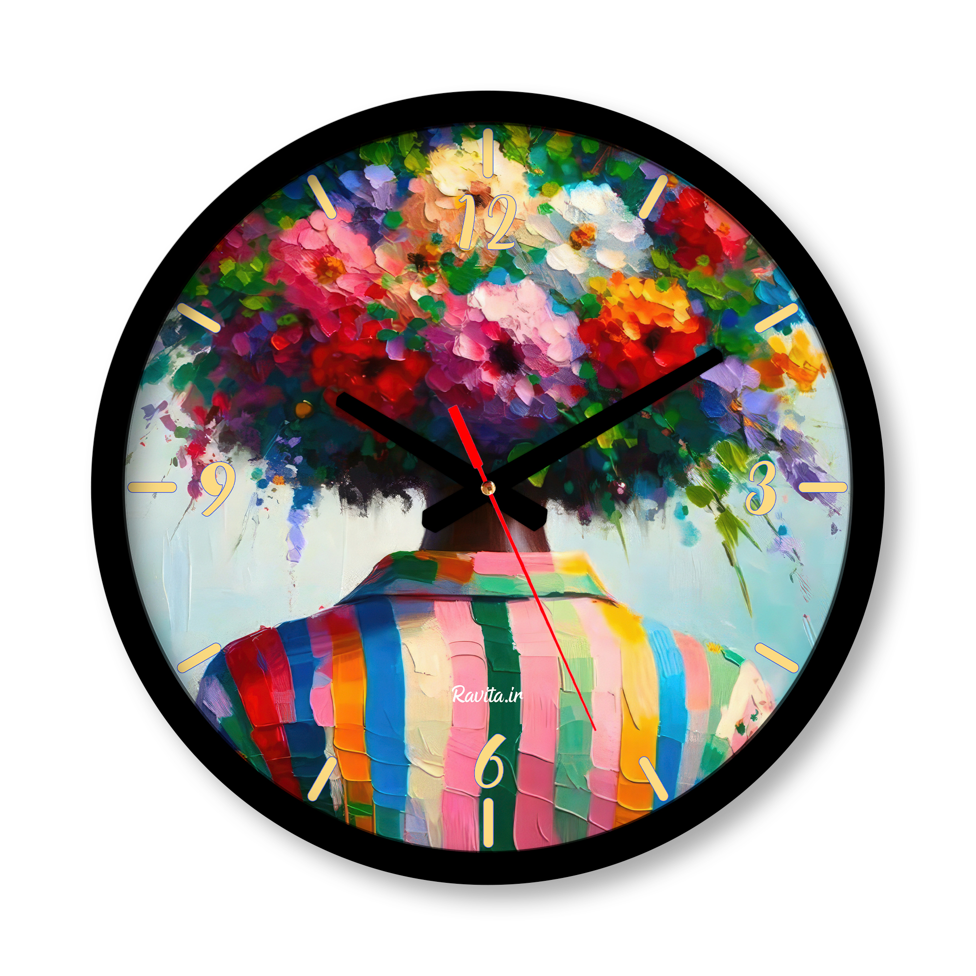 ساعت دیواری بزرگ راویتا طرح گل کد 3660