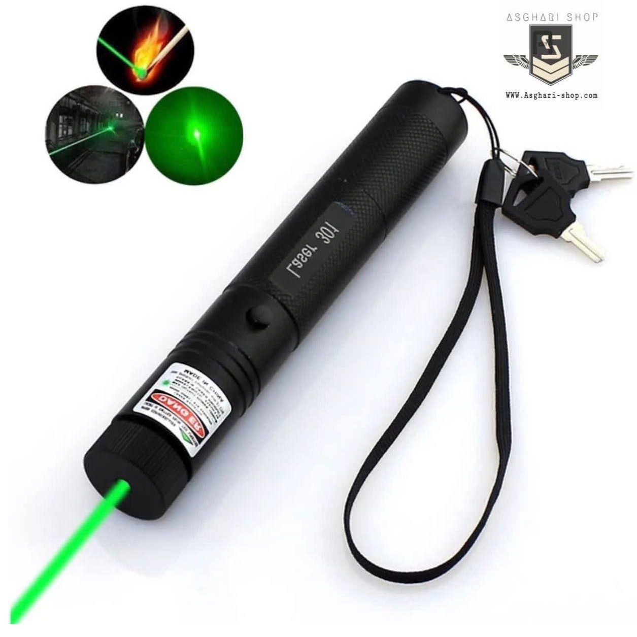 لیزر پوینتر حرارتی مدل 301 رنگ سبز (اصل کارتن سفید ) 