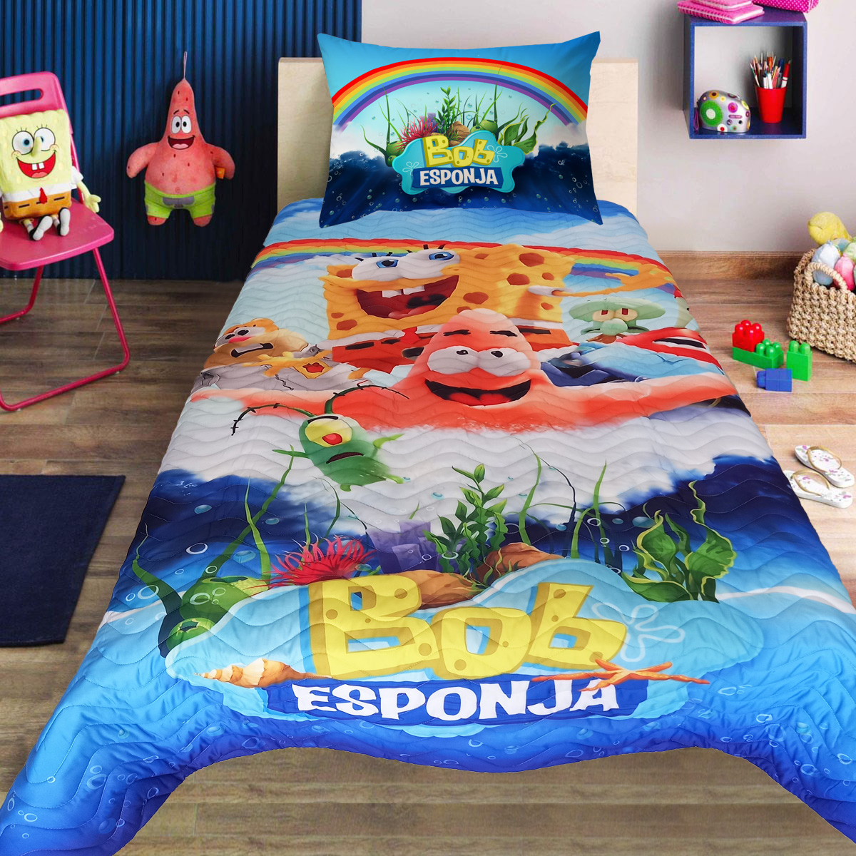 سرویس روتختی راشا مدل باب اسفنج یک نفره 2 تکه