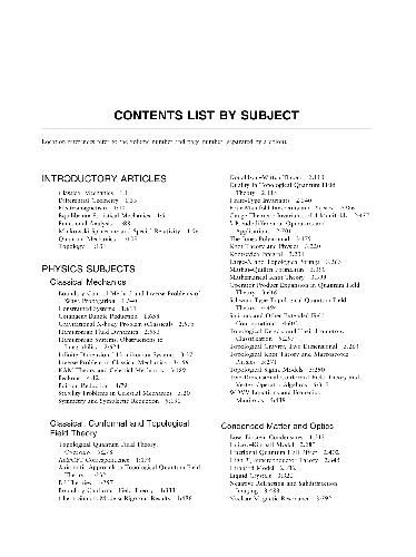 خرید و دانلود نسخه کامل کتاب Encyclopedia Of Mathematical Physics. Contents list by subject. Contents