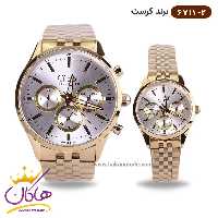 ساعت ست کرست فلزی طلایی فول دیت مدل crest 6711/2