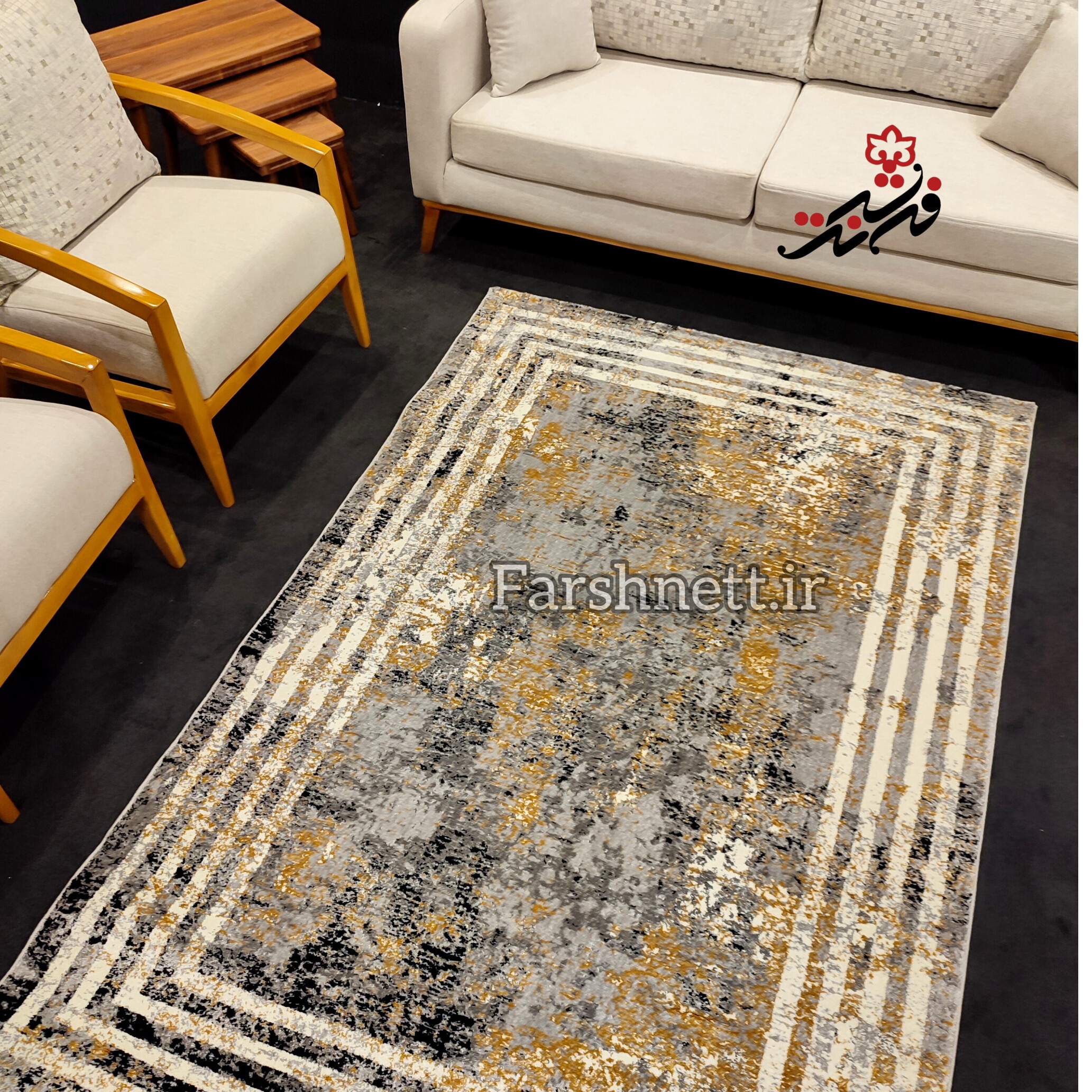 فرش ماشینی ساوین طرح 4137 نقره ای روشن سایز 1.5 در 2.25