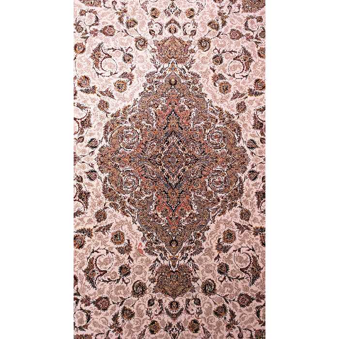 فرش ماشینی زمرد مشهد مدل 45001 زمینه کرم