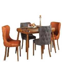 میز ناهارخوری 8 نفره نیوچستر طرح چرم چوبی برند کارما 24 ماه ضمانت ارسال بصورت باربری و پس کرایه