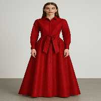 پیراهن قرمز زنانه Budge Full Flat Tafta Maxi Design Mert Erkan