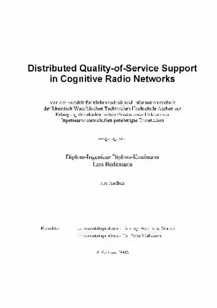 خرید و دانلود نسخه کامل کتاب Distributed Quality-of-Service Support in Cognitive Radio Networks