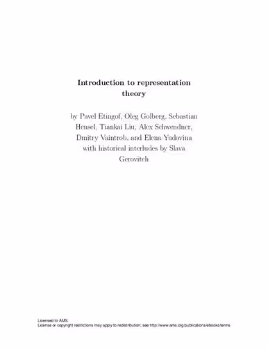 خرید و دانلود نسخه کامل کتاب Introduction to Representation Theory