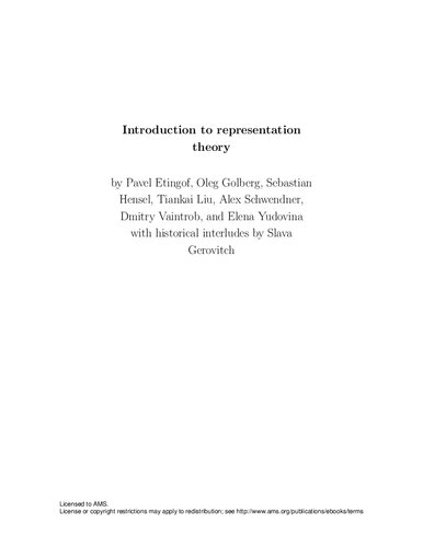 خرید و دانلود نسخه کامل کتاب Introduction to Representation Theory