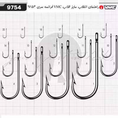 قلاب ماهیگیری وی ام سی کد 9754 سایز PS 14 بسته 10 عددی